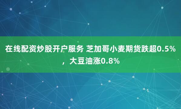 在线配资炒股开户服务 芝加哥小麦期货跌超0.5%，大豆油涨0.8%