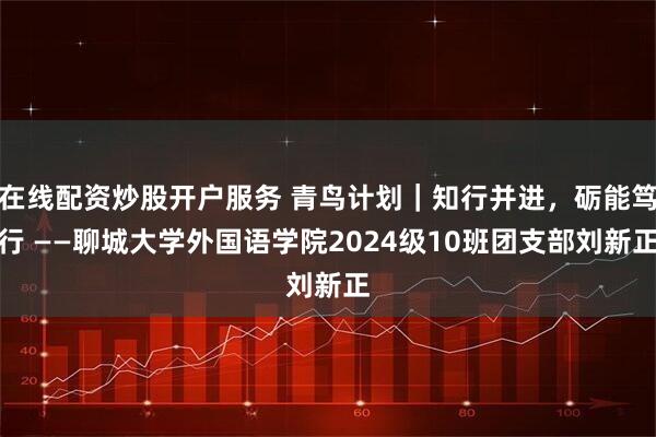 在线配资炒股开户服务 青鸟计划｜知行并进，砺能笃行 ——聊城大学外国语学院2024级10班团支部刘新正